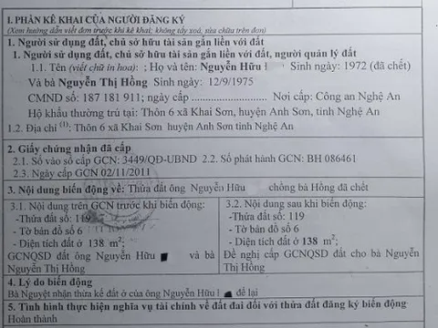 Nghệ An: Chủ tịch xã ký thủ tục thừa kế và đất đai với nhiều dấu hiệu sai sót?